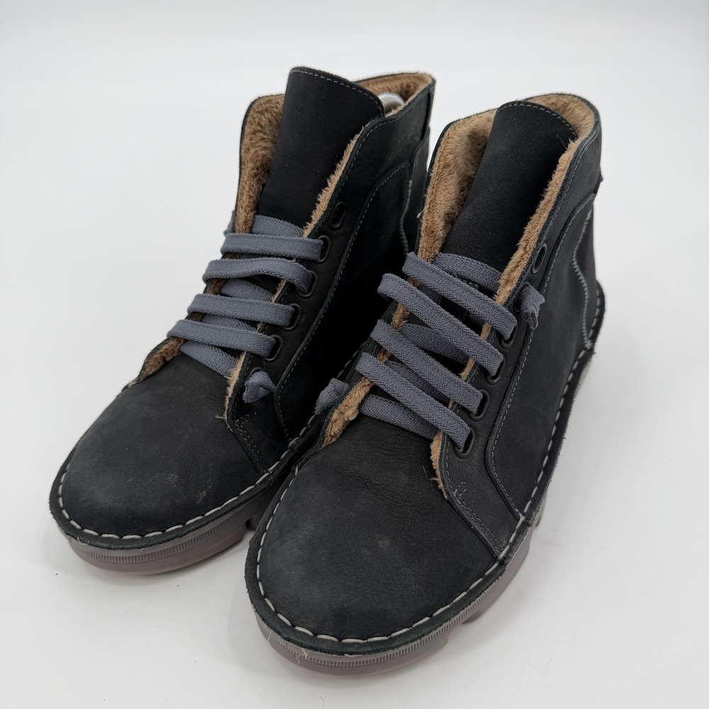 Onfoot Zen Black Leather Faux Fur Lined Ankle Boots Spain Womens Urban Rugged